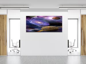 Obraz skleněný galaxie a planety - 50 x 100 cm