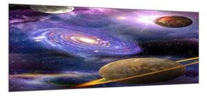 Obraz skleněný galaxie a planety - 100 x 150 cm