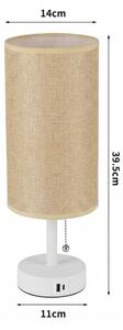 Brilagi - Stolní lampa s USB portem TABLON 1xE27/25W/230V bílá/béžová