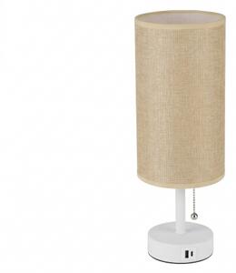 Brilagi - Stolní lampa s USB portem TABLON 1xE27/25W/230V bílá/béžová