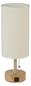Brilagi - Stolní lampa s USB portem TABLON 1xE27/25W/230V dub/béžová/krémová