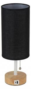 Brilagi - Stolní lampa s USB portem TABLON 1xE27/25W/230V dub/bílá/černá