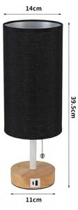 Brilagi - Stolní lampa s USB portem TABLON 1xE27/25W/230V dub/bílá/černá