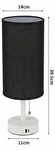 Brilagi - Stolní lampa s USB portem TABLON 1xE27/25W/230V bílá/černá