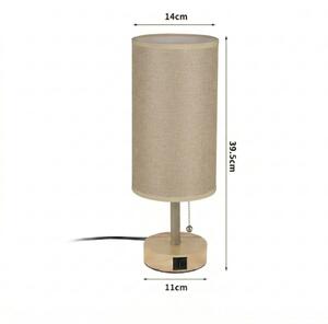 Brilagi - Stolní lampa s USB portem TABLON 1xE27/25W/230V dub/béžová