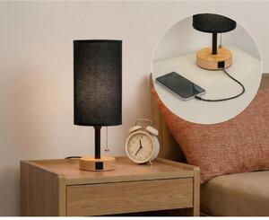 Brilagi - Stolní lampa s USB portem TABLON 1xE27/25W/230V dub/černá