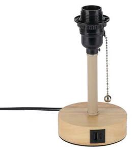 Brilagi - Stolní lampa s USB portem TABLON 1xE27/25W/230V dub/béžová/krémová