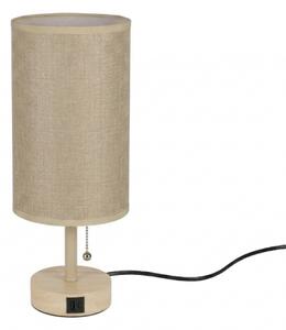 Brilagi - Stolní lampa s USB portem TABLON 1xE27/25W/230V dub/béžová