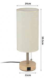 Brilagi - Stolní lampa s USB portem TABLON 1xE27/25W/230V dub/béžová/krémová