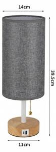 Brilagi - Stolní lampa s USB portem TABLON 1xE27/25W/230V dub/bílá/šedá