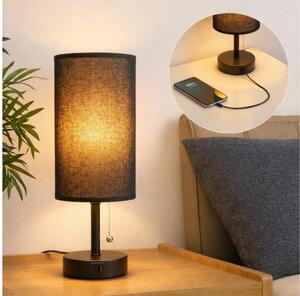 Brilagi - Stolní lampa s USB portem TABLON 1xE27/25W/230V černá
