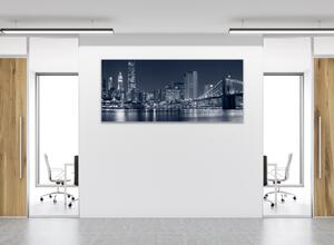 Obraz skleněný město noční Manhattan - 30 x 60 cm
