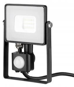 LED reflektor černý 10W s pohybovým senzorem, teplá bílá 3000K, IP65, 800lm, čip SAMSUNG V-TAC