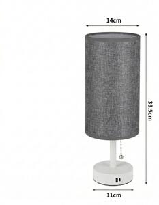 Brilagi - Stolní lampa s USB portem TABLON 1xE27/25W/230V bílá/šedá