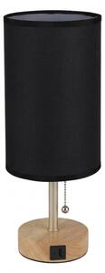 Brilagi - Stolní lampa s USB portem TABLON 1xE27/25W/230V dub/béžová/černá