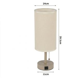 Brilagi - Stolní lampa s USB portem TABLON 1xE27/25W/230V béžová/krémová