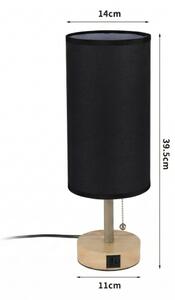 Brilagi - Stolní lampa s USB portem TABLON 1xE27/25W/230V dub/béžová/černá
