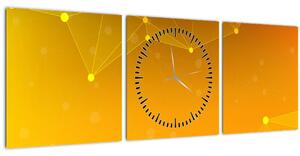 Abstraktní žlutý obraz (s hodinami) (90x30 cm)