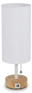 Brilagi - Stolní lampa s USB portem TABLON 1xE27/25W/230V dub/bílá