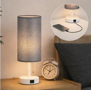 Brilagi - Stolní lampa s USB portem TABLON 1xE27/25W/230V bílá/šedá