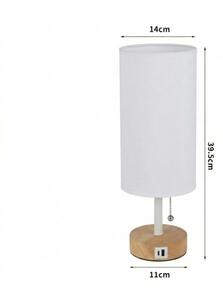 Brilagi - Stolní lampa s USB portem TABLON 1xE27/25W/230V dub/bílá