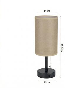 Brilagi - Stolní lampa s USB portem TABLON 1xE27/25W/230V černá/béžová
