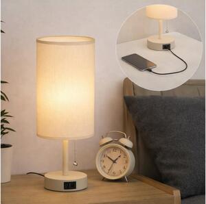 Brilagi - Stolní lampa s USB portem TABLON 1xE27/25W/230V béžová/krémová