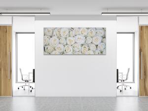 Obraz skleněný květy bílých růží - 30 x 60 cm