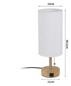 Brilagi - Stolní lampa s USB portem TABLON 1xE27/25W/230V dub/béžová/bílá