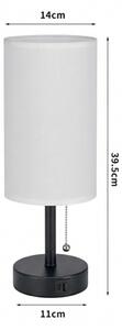 Brilagi - Stolní lampa s USB portem TABLON 1xE27/25W/230V černá/bílá