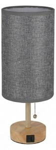 Brilagi - Stolní lampa s USB portem TABLON 1xE27/25W/230V dub/béžová/šedá
