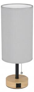 Brilagi - Stolní lampa s USB portem TABLON 1xE27/25W/230V dub/černá/bílá