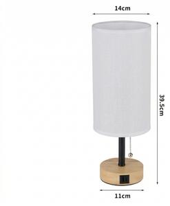 Brilagi - Stolní lampa s USB portem TABLON 1xE27/25W/230V dub/černá/bílá