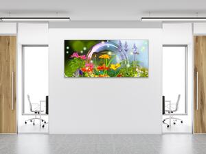 Obraz skleněný rozkvetlá louka v bublině - 30 x 60 cm