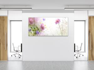 Obraz skleněný fialové luční kvítí - 100 x 150 cm