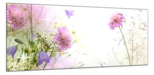 Obraz skleněný fialové luční kvítí - 70 x 100 cm