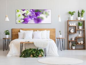 Obraz skleněný květy bílých a modrých zvonků - 30 x 60 cm