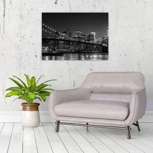 Skleněný obraz Brooklyn mostu v New Yorku (70x50 cm)