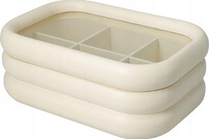 ČAJOVÁ DÓZA MDF S PŘIHRÁDKAMI A SKLENĚNÝM VÍKEM 235 X 155 X 90 MM