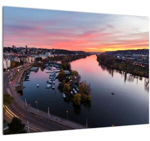 Skleněný obraz noční Prahy (70x50 cm)