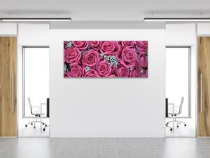 Obraz skleněný detaily květů růžových růží - 40 x 60 cm