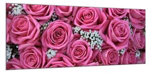Obraz skleněný detaily květů růžových růží - 30 x 60 cm