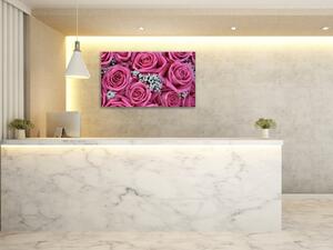 Obraz skleněný detaily květů růžových růží - 100 x 150 cm