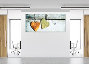 Obraz skleněný rustikální srdce - 30 x 60 cm