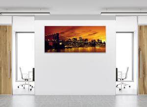 Obraz skleněný Brooklynský most v západu slunce - 30 x 60 cm