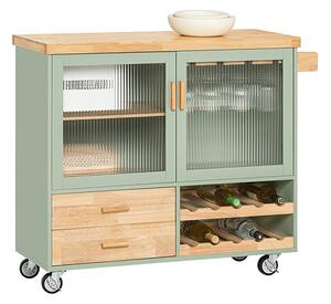 SoBuy FKW114-GR Designový kuchyňský vozík s pracovní deskou Kuchyňský ostrůvek Kuchyňská skříňka Kuchyňský vozík Zelený 109 x 92 x 40 cm