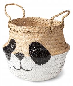 Compactor dětský koš na hračky BELLY S - Panda, pletený z mořské trávy