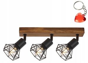 Stropní svítidlo Rabalux černé dřevěné 3x40W E14 industriální styl