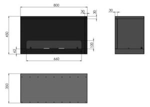 InFire - Rohový BIO krb 80x45 cm 3kW černá