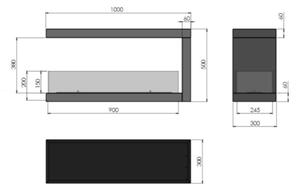 InFire - Rohový BIO krb 100x50 cm 3kW oboustranný